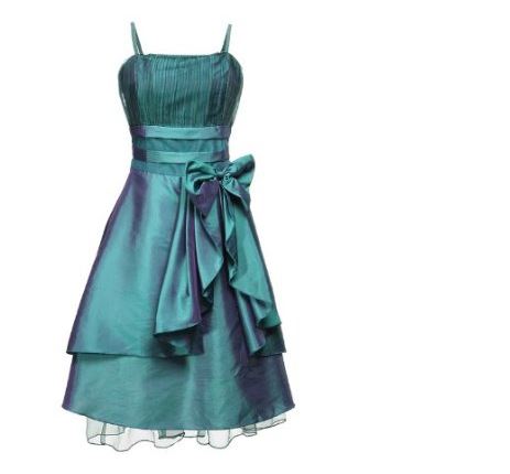 Robe de cocktail verte avec noeud